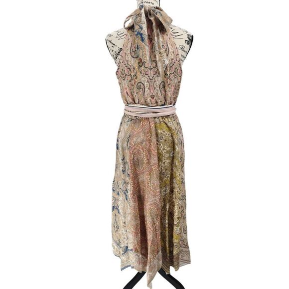 Zimmermann Freja Linen Halter Scarf Dress Size 3 - Picture 3 of 16